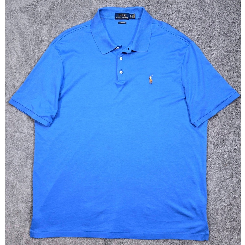 Polo Ralph Lauren Polo Shirt Mens XL Blue Excellent Short Sleeve Classic Fit